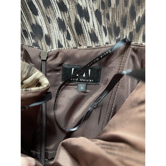 David Meister Strapless Sheath Mini Silk Dress Leopard Print 4/6 Mob Wife - Picture 5 of 7